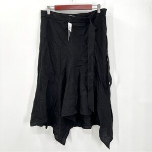 NWT CONTEXT Woman's Black Asymmetrical Business Casual Midi Skirt Size L